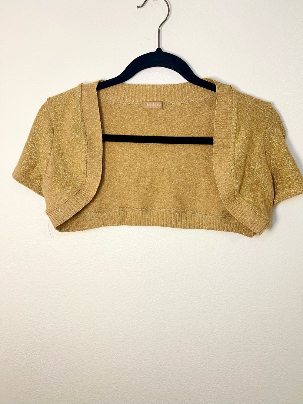 Gold Sparkle Cropped Bolero Sweater
